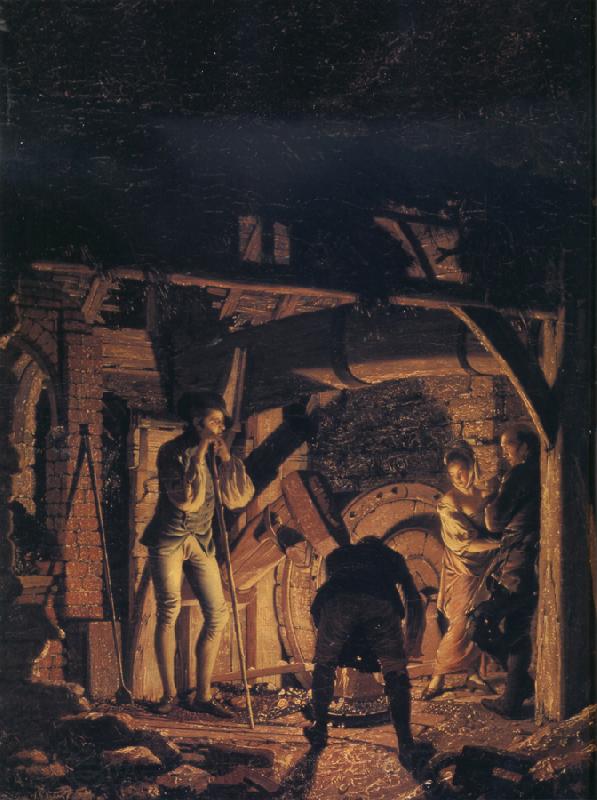 Joseph wright of derby An Iron Forge Viewed from Without Norge oil painting art